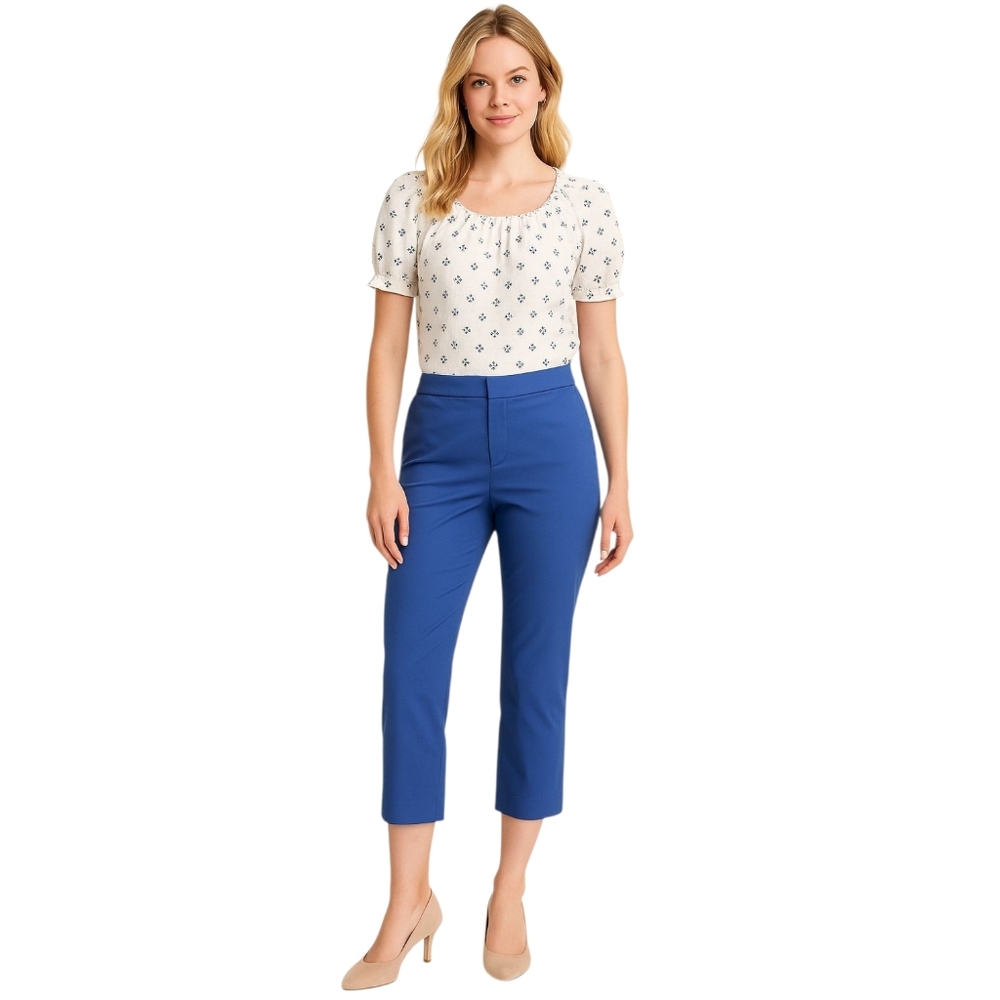 Ann Taylor Blue Cropped Pants Women’s Size 4 Cotton Stretch